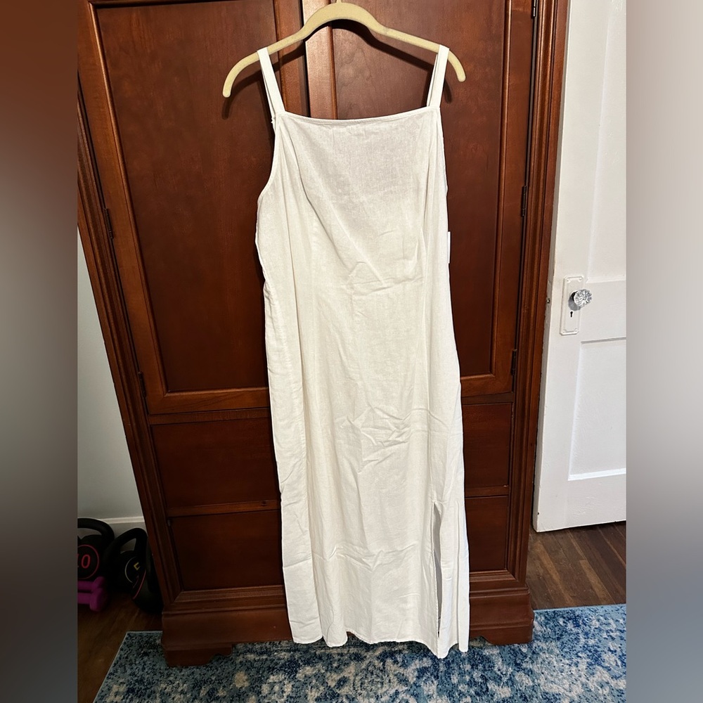 NWT White linen/ viscose sundress XL